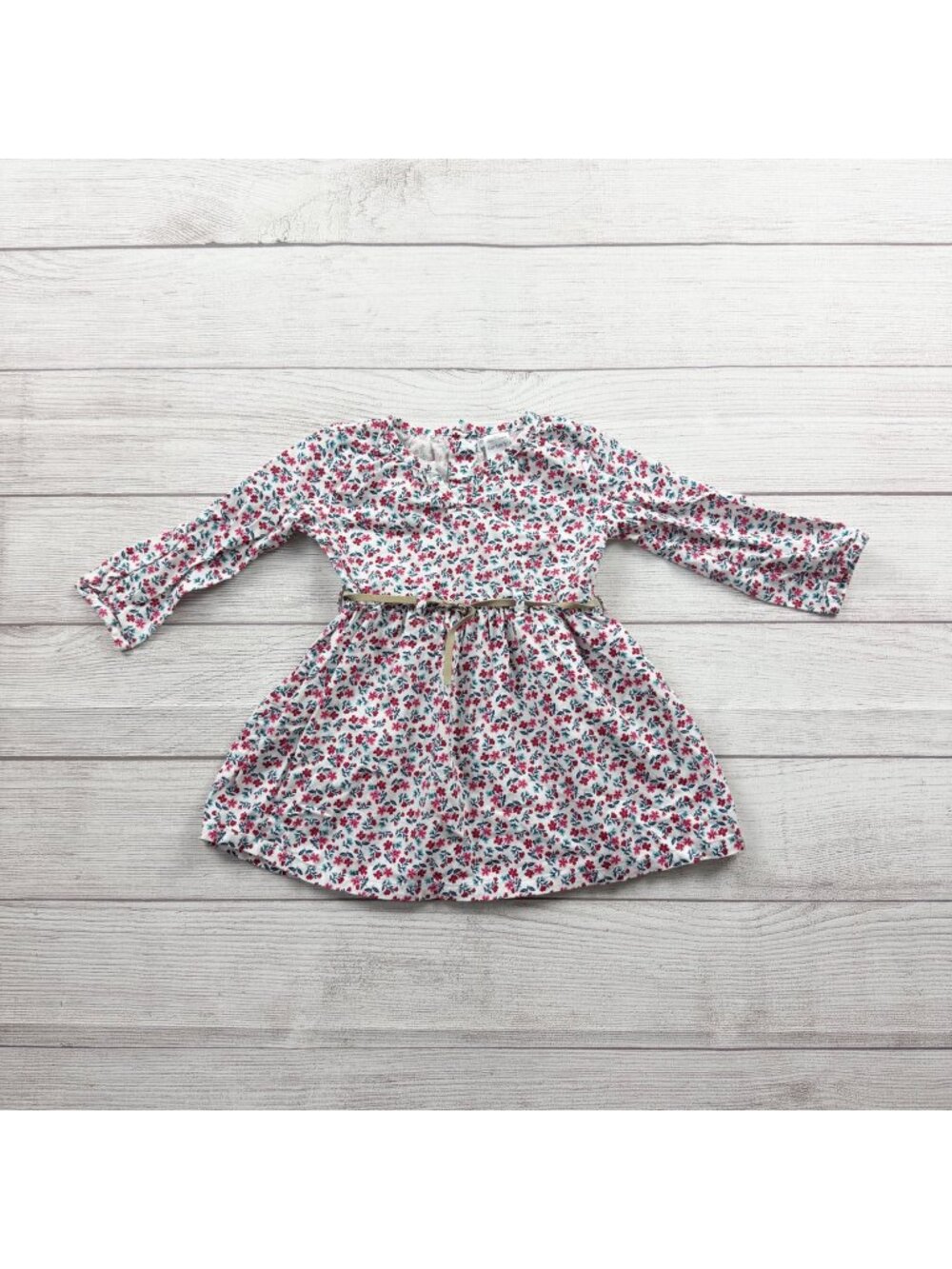 Carter’s Baby Girls Floral Long Sleeve Dress With Belt  9-12 Months